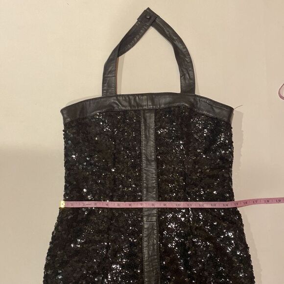 Vintage Leather Sequin Halter Dress - Picture 7 of 10